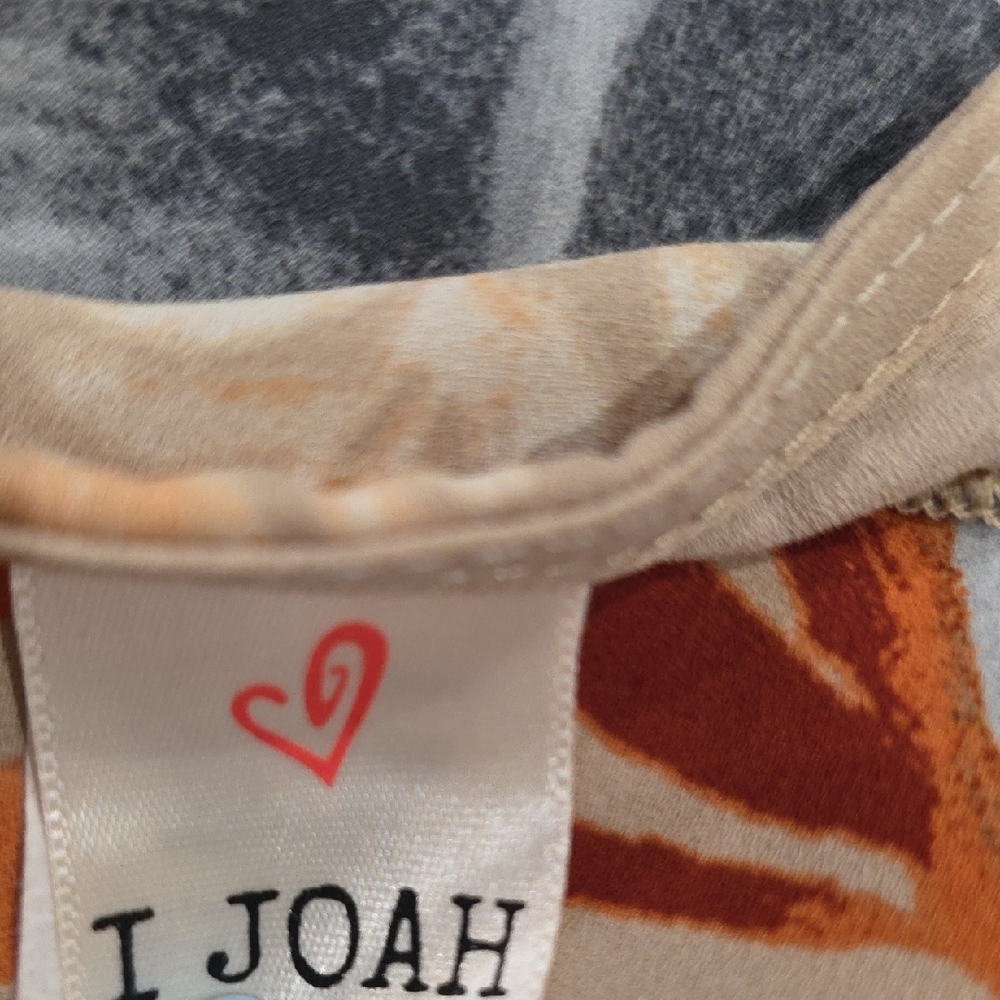 I JOAH Tan and Blue Leaf Print Kimono - Picture 5 of 6